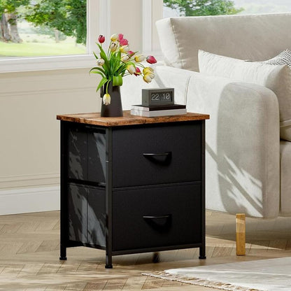 【Black Friday】Somdot Large Capacity Storage Organizer with Wood Top & Metal Frame Fabric Storage Tower 2 Drawers Bedroom Chest of Drawers for Closet Entryway Versatile Design Modern Chest of Drawers for Bedroom Closet Living Room or Entryway