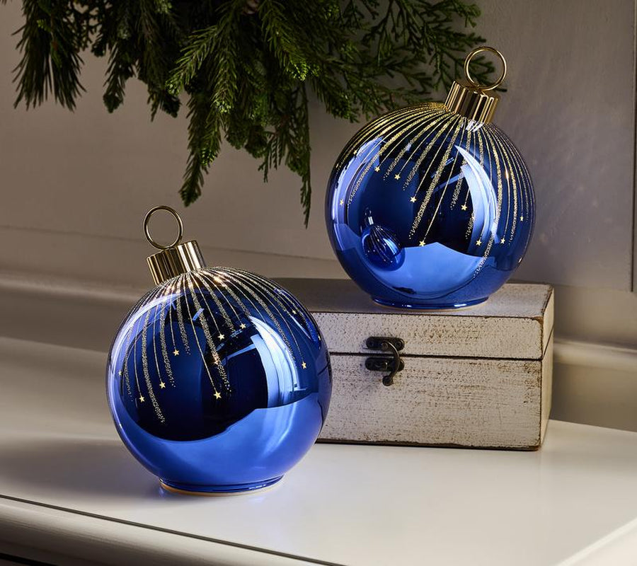 Set of 2 6" Starry Night Glass Ornaments by Valerie