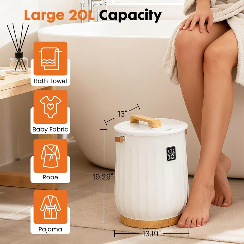 Towel Warmer for Bathroom, 20L Towel Heater with 4 Time Settings & Auto-Off, Fast Heating Blanket Warmer for Home, Safety Child Lock and Temp-Alert Design for Towels, Bathrobes