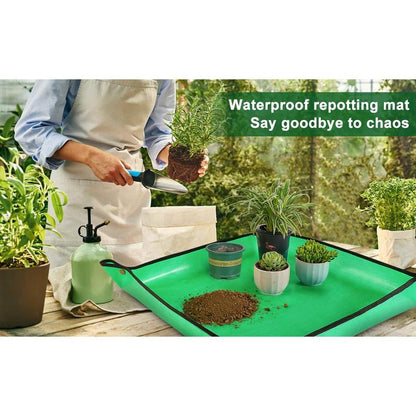 Repotting Mat for Indoor Plant Transplanting and Mess Control 27"X 27" Thickened Waterproof Potting Tray Foldable Succulent Potting Mat Portable Gardening Mat Garden Gifts for Women & Men