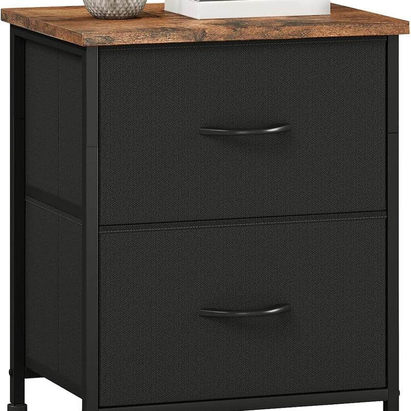 【Black Friday】Somdot Large Capacity Storage Organizer with Wood Top & Metal Frame Fabric Storage Tower 2 Drawers Bedroom Chest of Drawers for Closet Entryway Versatile Design Modern Chest of Drawers for Bedroom Closet Living Room or Entryway