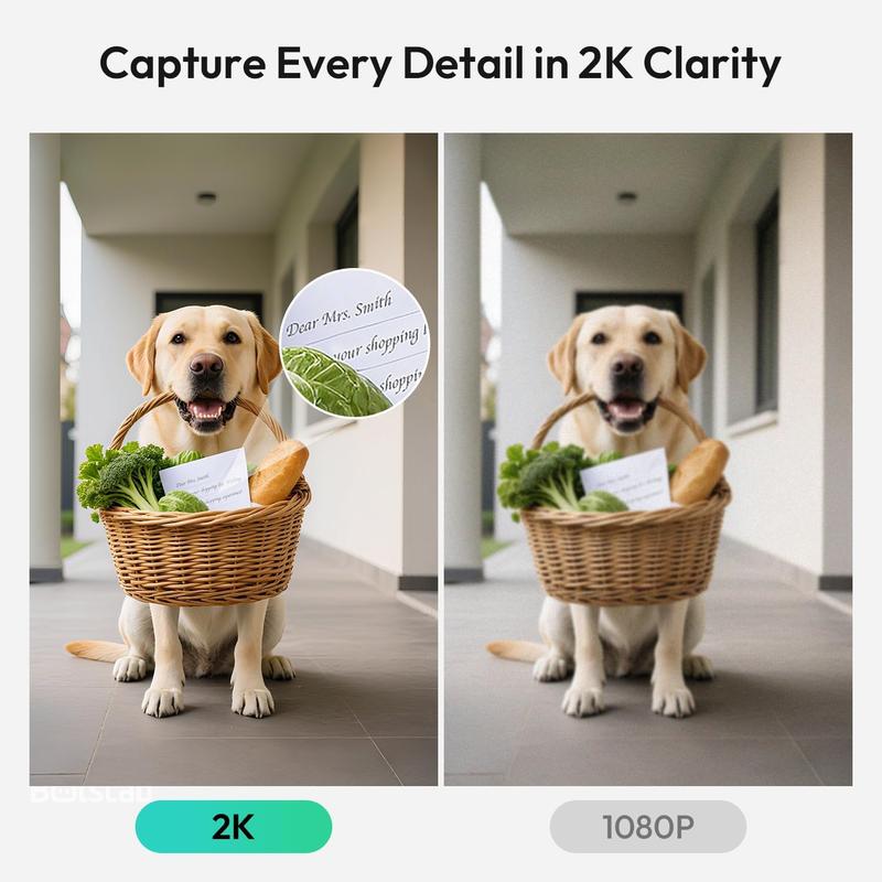 Botslab 2K Doorbell Camera Wireless, 180° Head-To-Toe View, Video Doorbell with 2-Way Audio, AI Smart Notification, 5200Mah Battery, 2.4Ghz Wifi