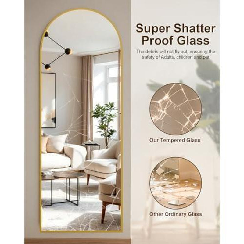 58"X19" Floor Mirror Full Length, Arched Full Length Mirror with Stand, Full Body Mirrors for Bedroom Living Room or Cloakroom Gold