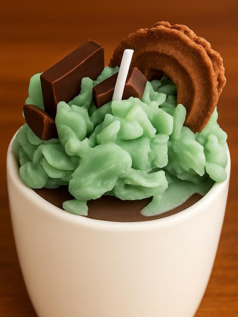 Mint Chocolate Chip Whipped Candle Handmade Vegan Wax in Glass Jar Unique Scented Decor for Home Aromatherapy & Wellness Gift Healthcare Tin