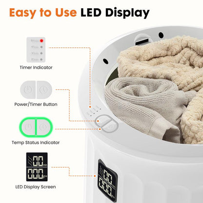 Towel Warmer for Bathroom, 20L Towel Heater with 4 Time Settings & Auto-Off, Fast Heating Blanket Warmer for Home, Safety Child Lock and Temp-Alert Design for Towels, Bathrobes