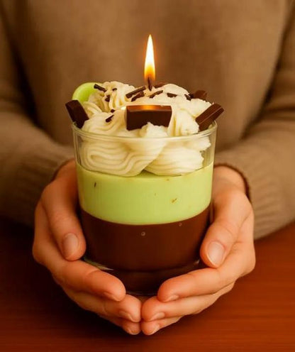 Mint Chocolate Chip Whipped Candle Handmade Vegan Wax in Glass Jar Unique Scented Decor for Home Aromatherapy & Wellness Gift Healthcare Tin