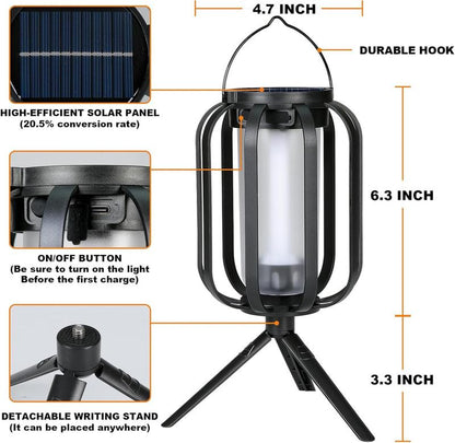 Bougerv 9-Inch Solar Lantern Outdoor Light with Base Waterproof Flickering Flame Effect for Patio Garden Room Decoration 6.3X4.7X3.3 Inches Energy Efficient Monocrystalline Silicon Panels 8-12 Hours Operation Time