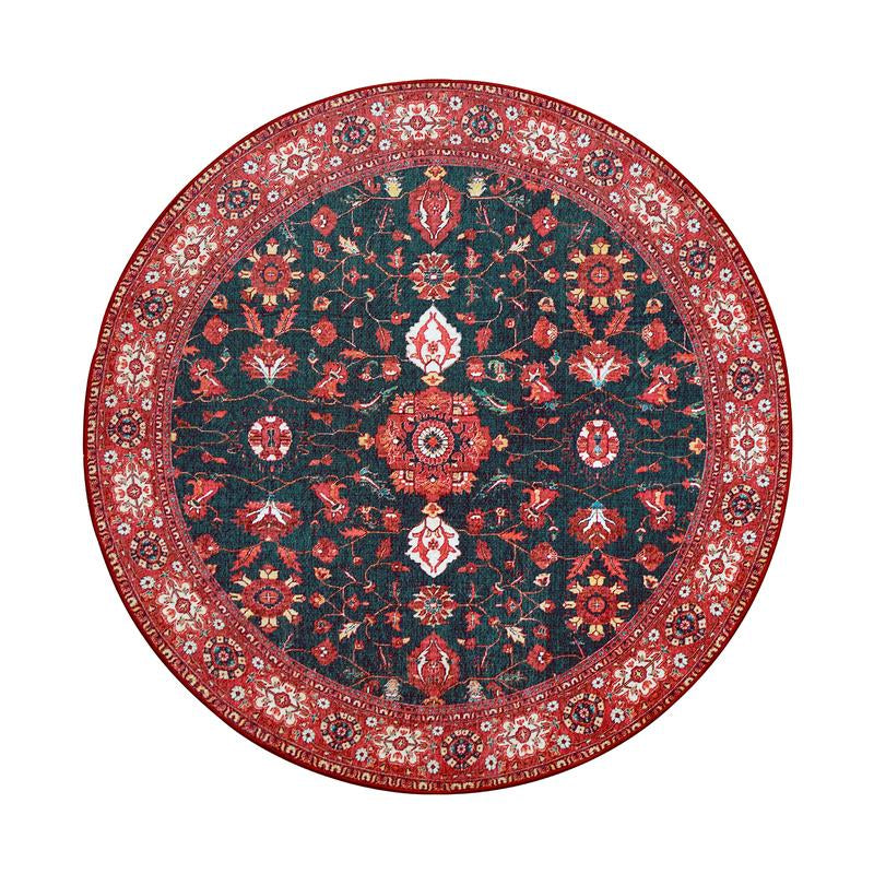 My Magic Carpet Ramage Indigo Machine Washable round Rug, 6X6 Stain Resistant, Non-Slip, Waterproof