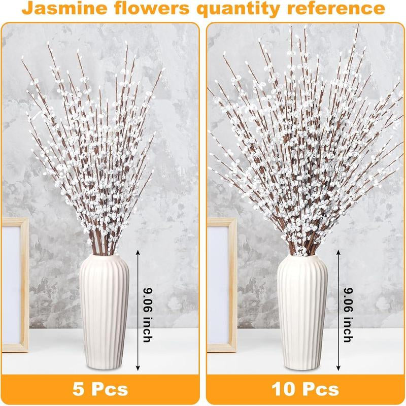 5Pcs 29.5" Faux Jasmine Artificial Flowers Tall White Floral Branches for Home Wedding Vase Filler Party DIY Decoration