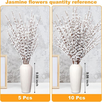 5Pcs 29.5" Faux Jasmine Artificial Flowers Tall White Floral Branches for Home Wedding Vase Filler Party DIY Decoration
