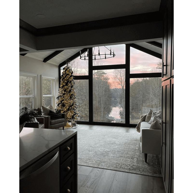 8' King Flock® Slim Artificial Christmas Tree Unlit