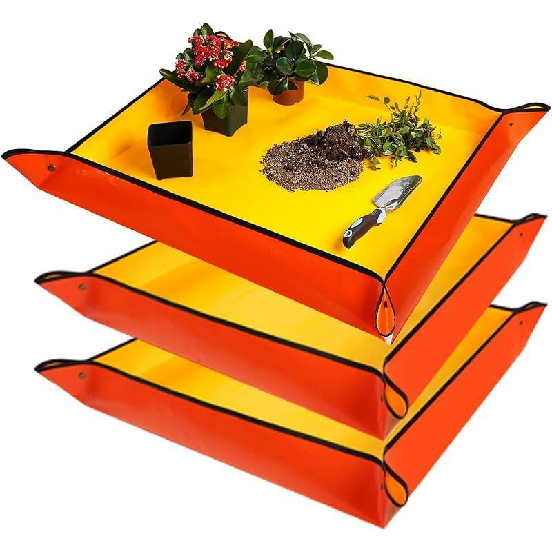 Repotting Mat for Indoor Plant Transplanting and Mess Control 27"X 27" Thickened Waterproof Potting Tray Foldable Succulent Potting Mat Portable Gardening Mat Garden Gifts for Women & Men