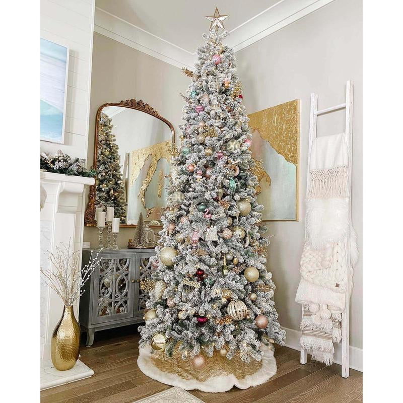 8' King Flock® Slim Artificial Christmas Tree Unlit