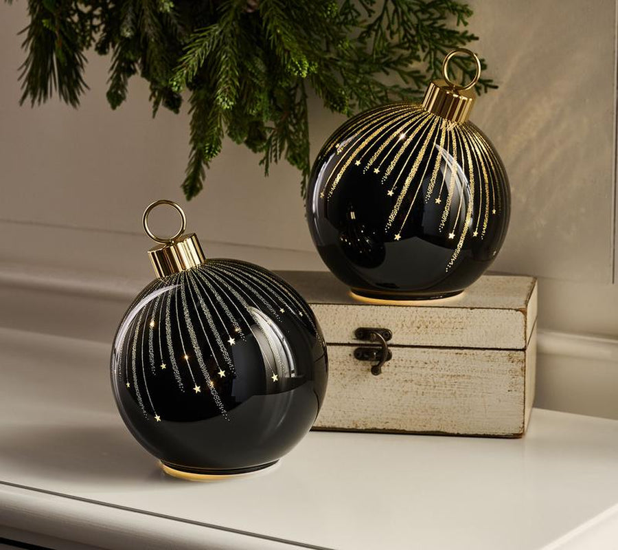 Set of 2 6" Starry Night Glass Ornaments by Valerie