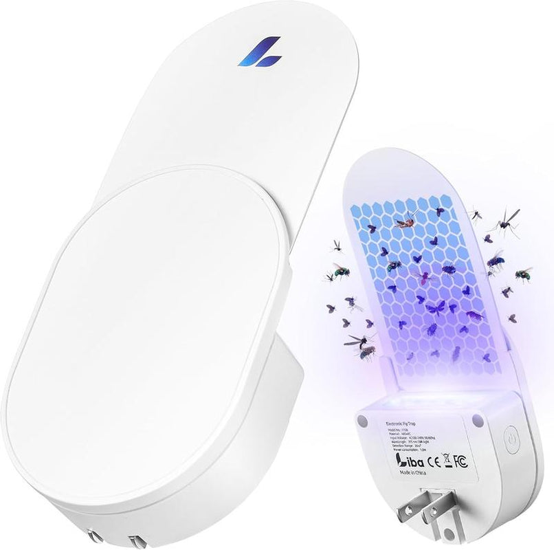 Liba Fly Trap Indoor for Home, Plug-In Flying Insect Trap for Flies, Fruit Flies, Moths, Gnats, Mosquito Killer Insect Catcher Fly Tapper with 3 Refill Glue Cards for Home Office Light Room