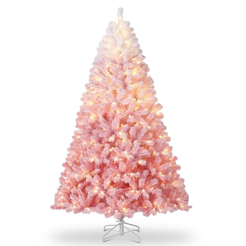 GARVEE 7.5 Ft Pre-Lit Pencil Christmas Tree with 300 Warm White Lights, Auto-Hinged Expansion, Foldable Metal Stand, Durable PE & PVC Construction for Porch, Party, Office, and Home Decoration