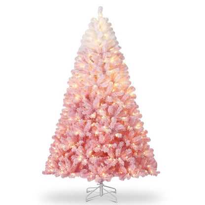 GARVEE 7.5 Ft Pre-Lit Pencil Christmas Tree with 300 Warm White Lights, Auto-Hinged Expansion, Foldable Metal Stand, Durable PE & PVC Construction for Porch, Party, Office, and Home Decoration