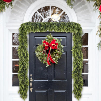 9FT 1Pcs Artificial Cedar Garlands, Real Touch Winter Cedar Garland, Green Artificial Greenery Pine Garland for Table, Mantle, Wall, Indoor, Outdoor Christmas Decorations