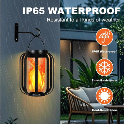 Bougerv 9-Inch Solar Lantern Outdoor Light with Base Waterproof Flickering Flame Effect for Patio Garden Room Decoration 6.3X4.7X3.3 Inches Energy Efficient Monocrystalline Silicon Panels 8-12 Hours Operation Time