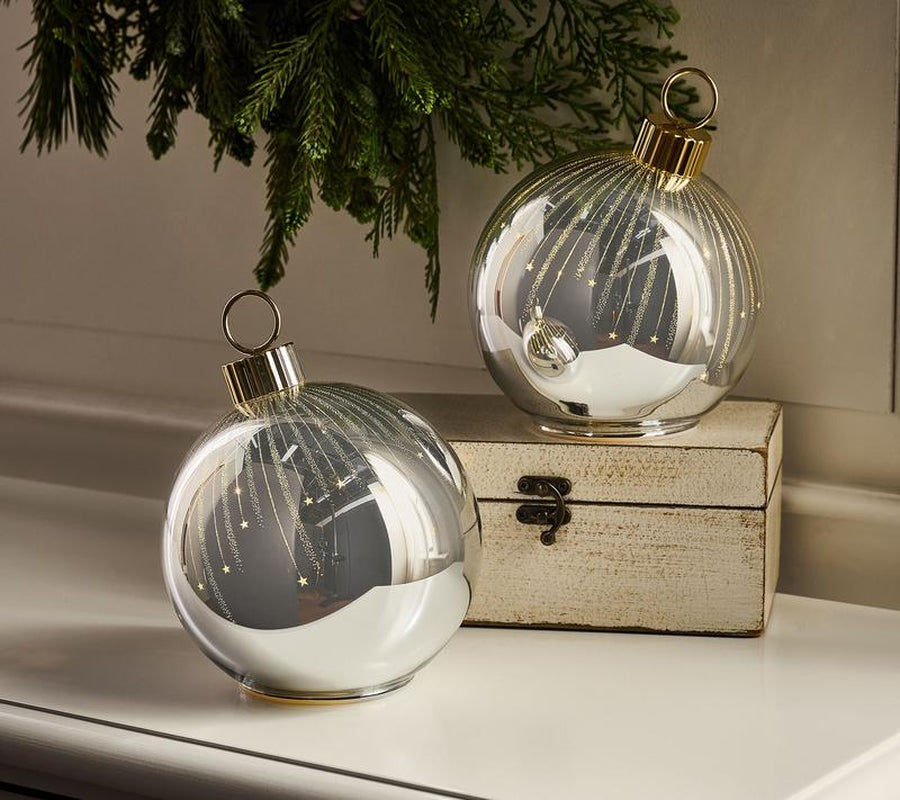 Set of 2 6" Starry Night Glass Ornaments by Valerie