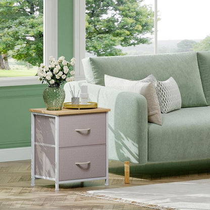 【Black Friday】Somdot Large Capacity Storage Organizer with Wood Top & Metal Frame Fabric Storage Tower 2 Drawers Bedroom Chest of Drawers for Closet Entryway Versatile Design Modern Chest of Drawers for Bedroom Closet Living Room or Entryway