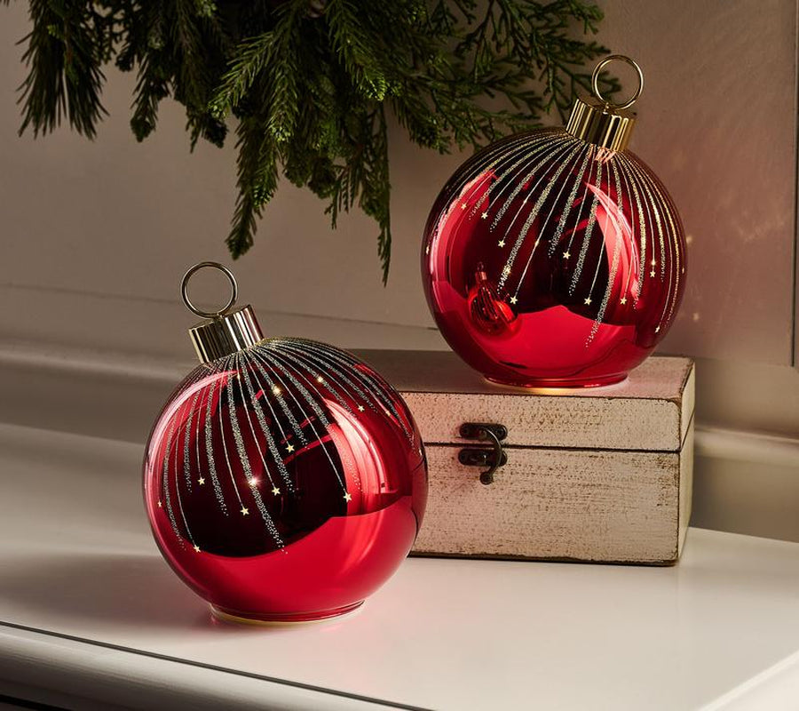 Set of 2 6" Starry Night Glass Ornaments by Valerie