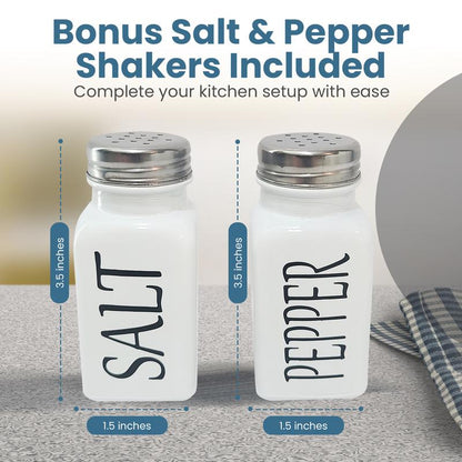 Wooden Utensil Holder - Utensil Caddy, Cutlery Organizer for Kitchen Countertop, Silverware Holder, Flatware Caddy for Party & Kitchen with Salt and Pepper Shakers