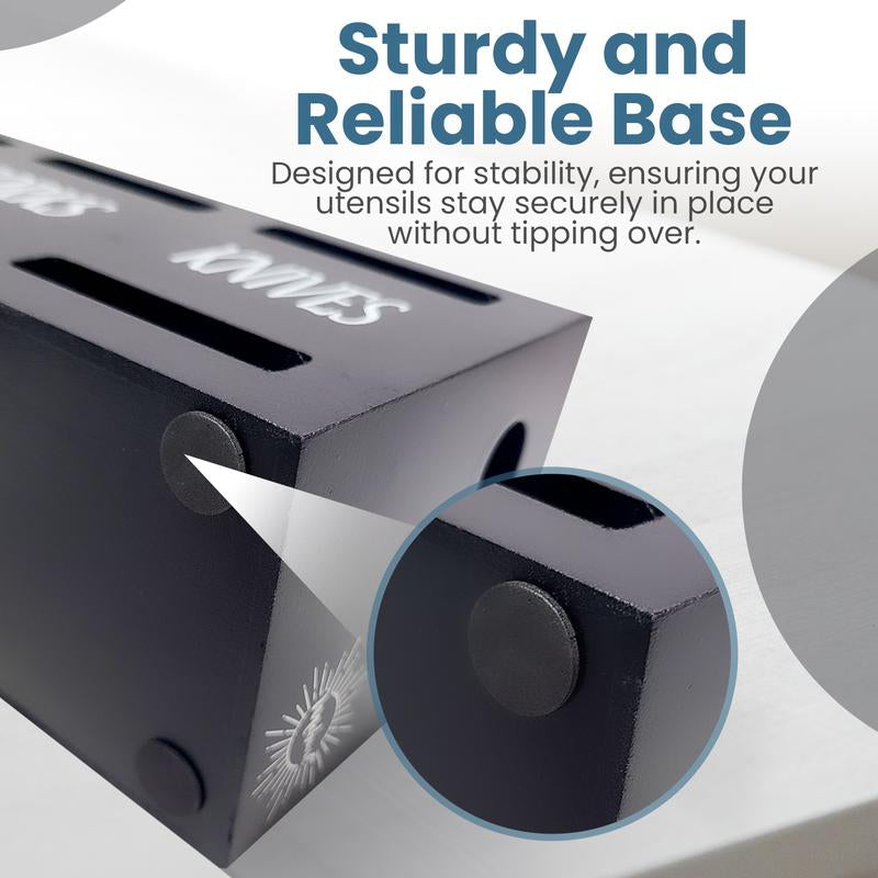 Wooden Utensil Holder - Utensil Caddy, Cutlery Organizer for Kitchen Countertop, Silverware Holder, Flatware Caddy for Party & Kitchen with Salt and Pepper Shakers