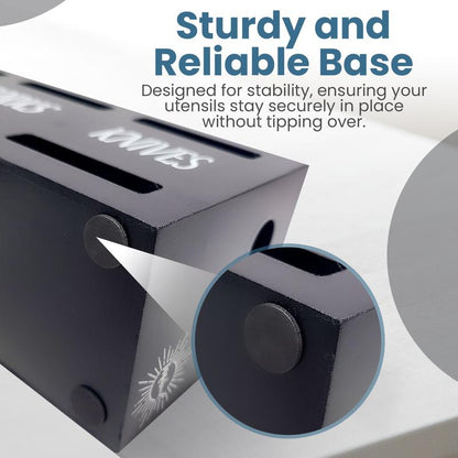 Wooden Utensil Holder - Utensil Caddy, Cutlery Organizer for Kitchen Countertop, Silverware Holder, Flatware Caddy for Party & Kitchen with Salt and Pepper Shakers