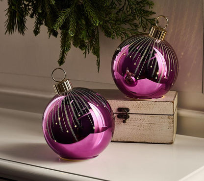 Set of 2 6" Starry Night Glass Ornaments by Valerie