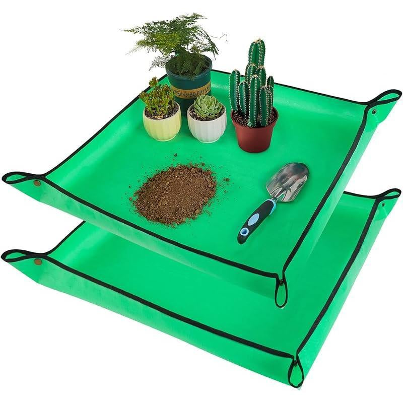 Repotting Mat for Indoor Plant Transplanting and Mess Control 27"X 27" Thickened Waterproof Potting Tray Foldable Succulent Potting Mat Portable Gardening Mat Garden Gifts for Women & Men