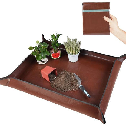 Repotting Mat for Indoor Plant Transplanting and Mess Control 27"X 27" Thickened Waterproof Potting Tray Foldable Succulent Potting Mat Portable Gardening Mat Garden Gifts for Women & Men