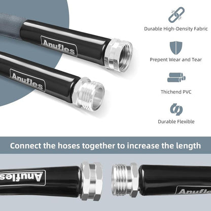 Father’S Day Gift - Non-Expandable Garden Hose 50Feet, Flexible Hose with 10 Function Hose Nozzle, Lightweight, Durable, RV, Kinke-Free Garden Hose for Outdoor Use