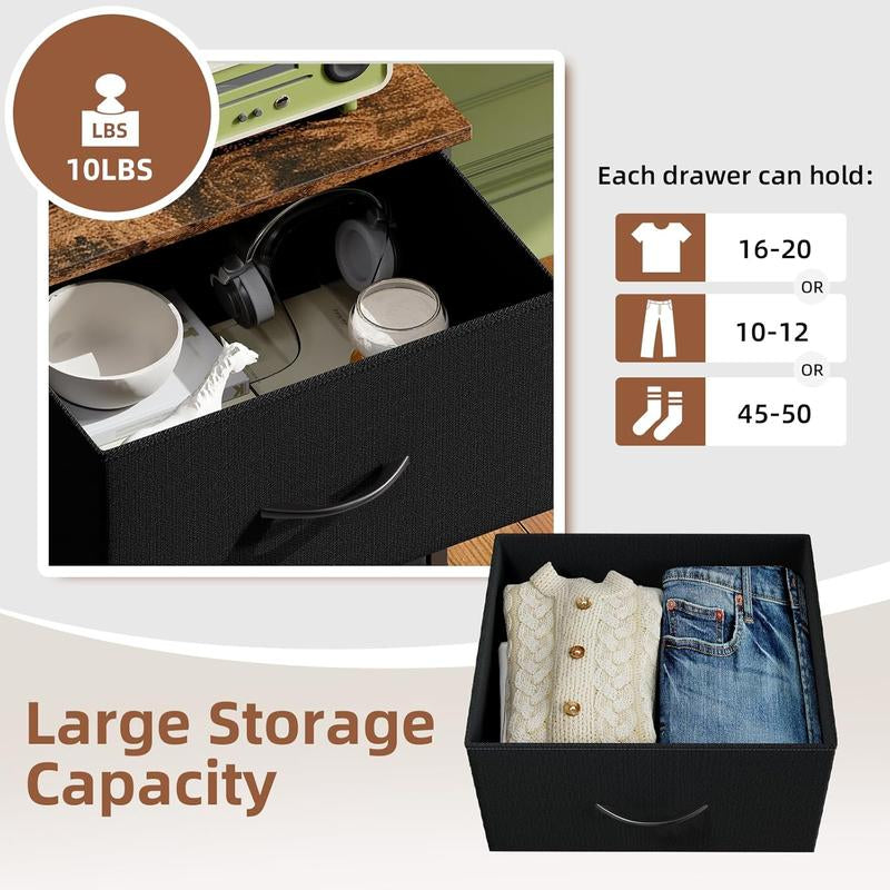 【Black Friday】Somdot Large Capacity Storage Organizer with Wood Top & Metal Frame Fabric Storage Tower 2 Drawers Bedroom Chest of Drawers for Closet Entryway Versatile Design Modern Chest of Drawers for Bedroom Closet Living Room or Entryway
