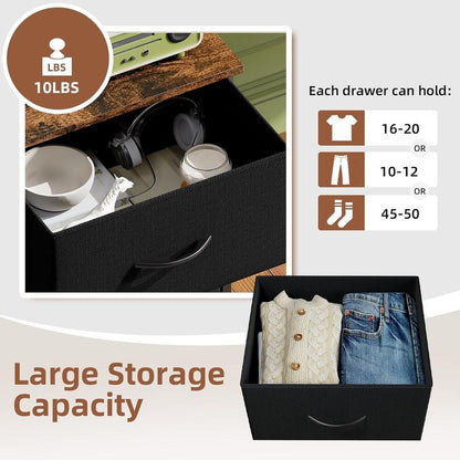 【Black Friday】Somdot Large Capacity Storage Organizer with Wood Top & Metal Frame Fabric Storage Tower 2 Drawers Bedroom Chest of Drawers for Closet Entryway Versatile Design Modern Chest of Drawers for Bedroom Closet Living Room or Entryway