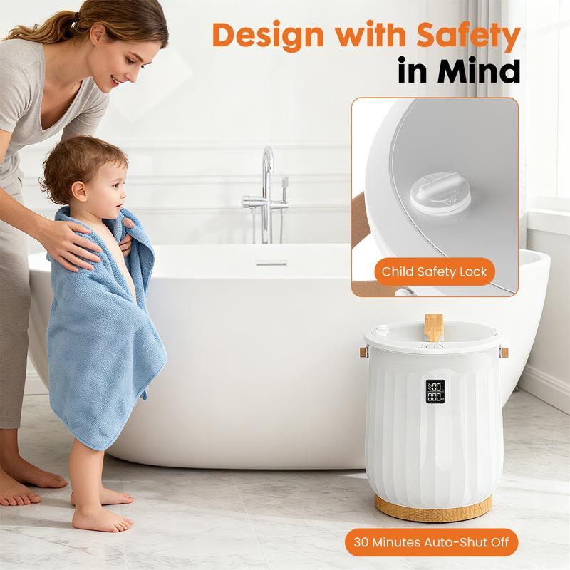 Towel Warmer for Bathroom, 20L Towel Heater with 4 Time Settings & Auto-Off, Fast Heating Blanket Warmer for Home, Safety Child Lock and Temp-Alert Design for Towels, Bathrobes