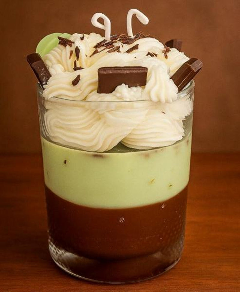 Mint Chocolate Chip Whipped Candle Handmade Vegan Wax in Glass Jar Unique Scented Decor for Home Aromatherapy & Wellness Gift Healthcare Tin