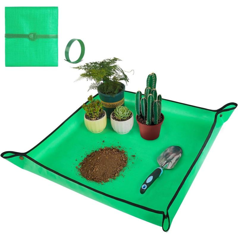 Repotting Mat for Indoor Plant Transplanting and Mess Control 27"X 27" Thickened Waterproof Potting Tray Foldable Succulent Potting Mat Portable Gardening Mat Garden Gifts for Women & Men