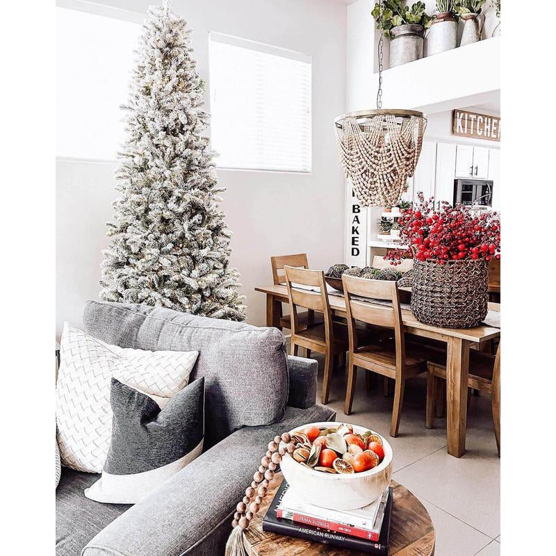 8' King Flock® Slim Artificial Christmas Tree Unlit