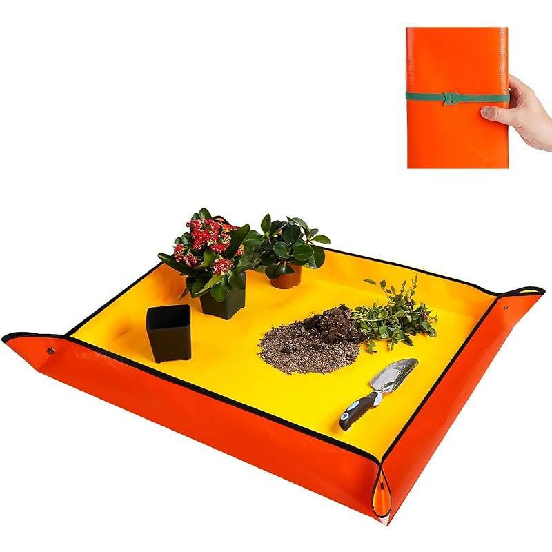 Repotting Mat for Indoor Plant Transplanting and Mess Control 27"X 27" Thickened Waterproof Potting Tray Foldable Succulent Potting Mat Portable Gardening Mat Garden Gifts for Women & Men