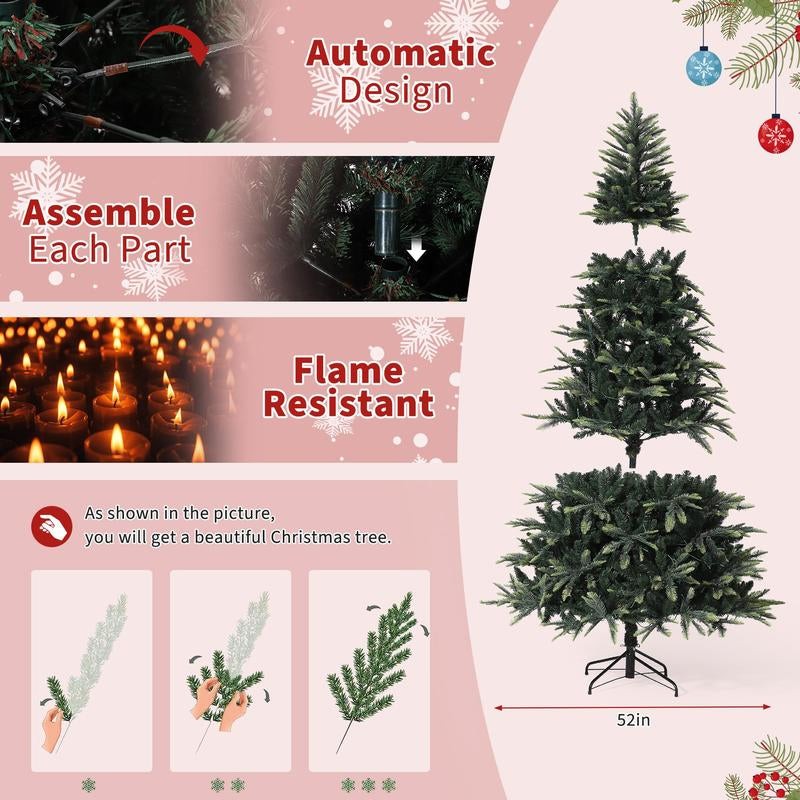 GARVEE 7.5 Ft Pre-Lit Pencil Christmas Tree with 300 Warm White Lights, Auto-Hinged Expansion, Foldable Metal Stand, Durable PE & PVC Construction for Porch, Party, Office, and Home Decoration