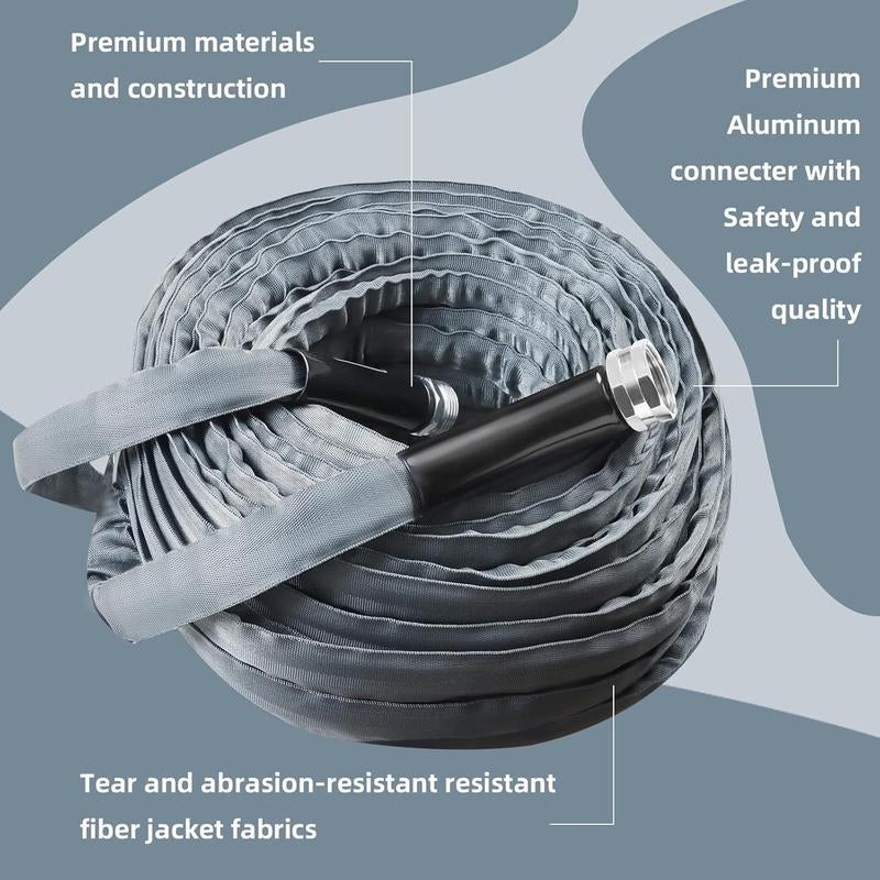 Father’S Day Gift - Non-Expandable Garden Hose 50Feet, Flexible Hose with 10 Function Hose Nozzle, Lightweight, Durable, RV, Kinke-Free Garden Hose for Outdoor Use